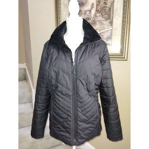 The North Face Women's Black Faux Fur Reversible Zip Up Jacket
